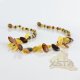 Amber necklace multicolour polished leaves mix